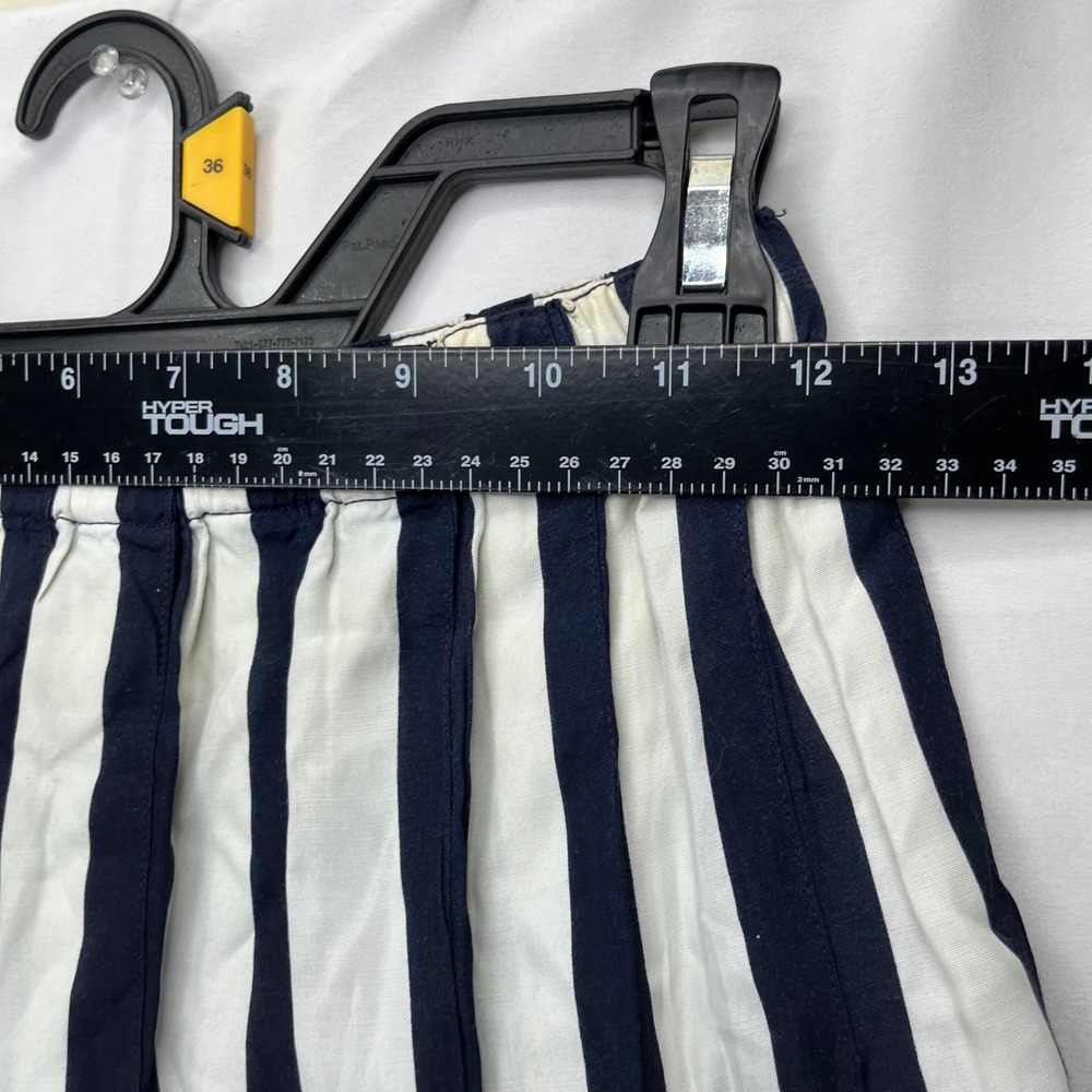 Talbots Skirt Petites Small Navy White Stripe Rayon Crest Pleated Midi Vintage - Picture 7 of 11